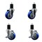 Service Caster 3.5'' SS Blue Poly Wheel Swivel 1-3/4'' Expanding Stem Caster Set 2 Brakes, 4PK SCC-SSEX20S3514-PPUB-BLU-2-TLB-2-134 - alternate 1